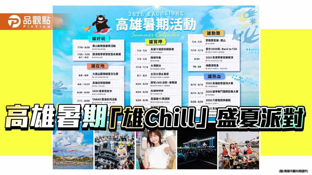高雄暑假祭出五大主題活動  打造「雄Chill」盛夏派對