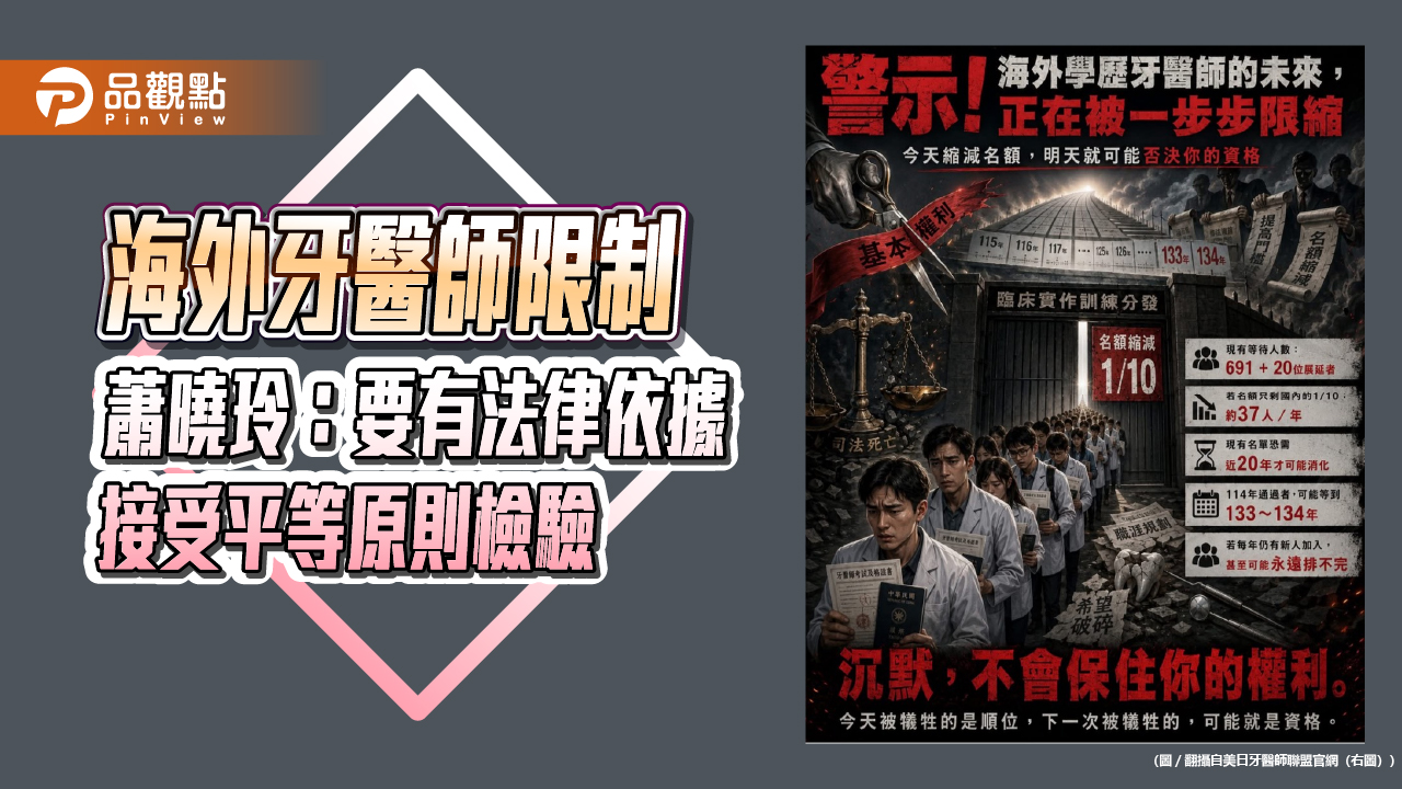 海外牙醫師限制 蕭曉玲：要有法律依據 接受平等原則檢驗