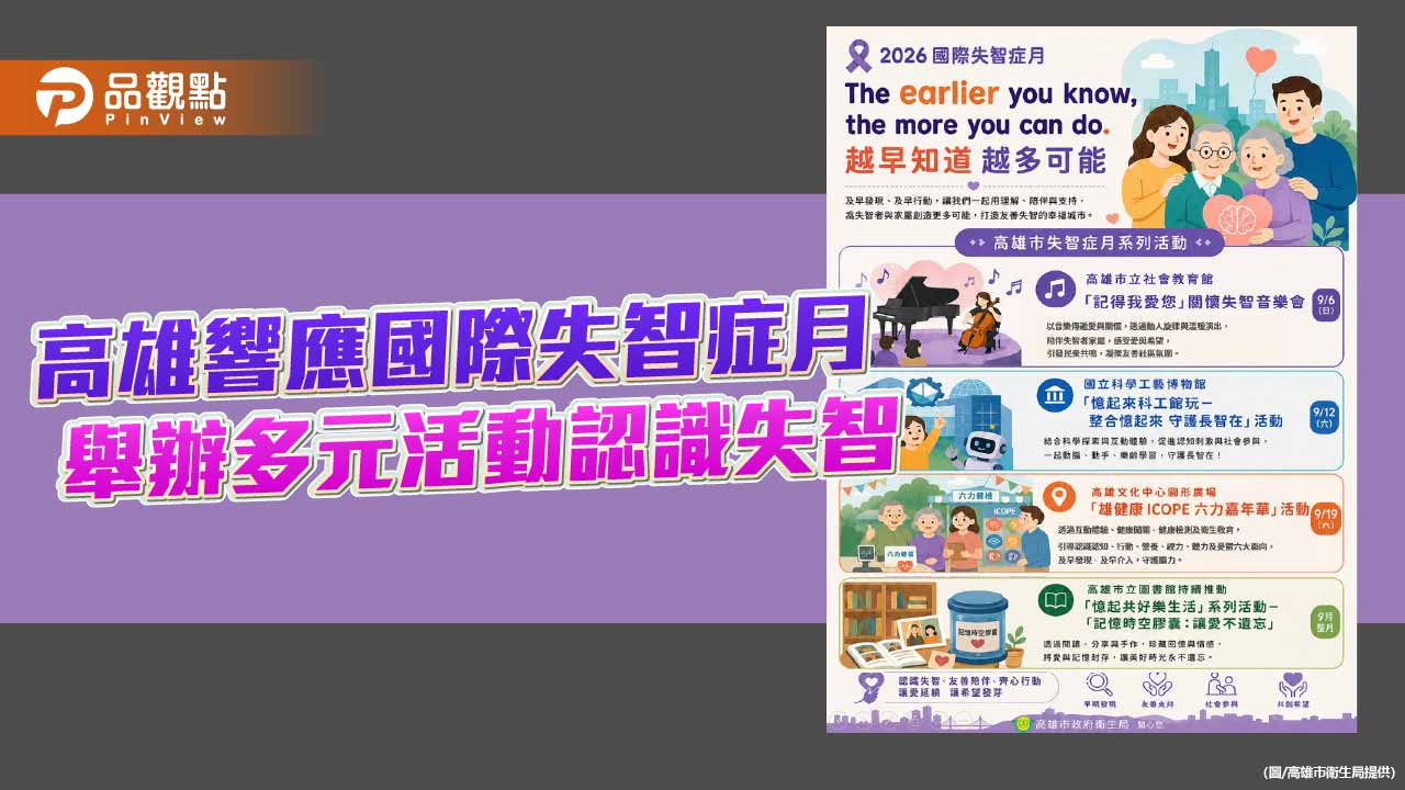 9月國際失智症月　高市推多元活動籲及早認識失智警訊