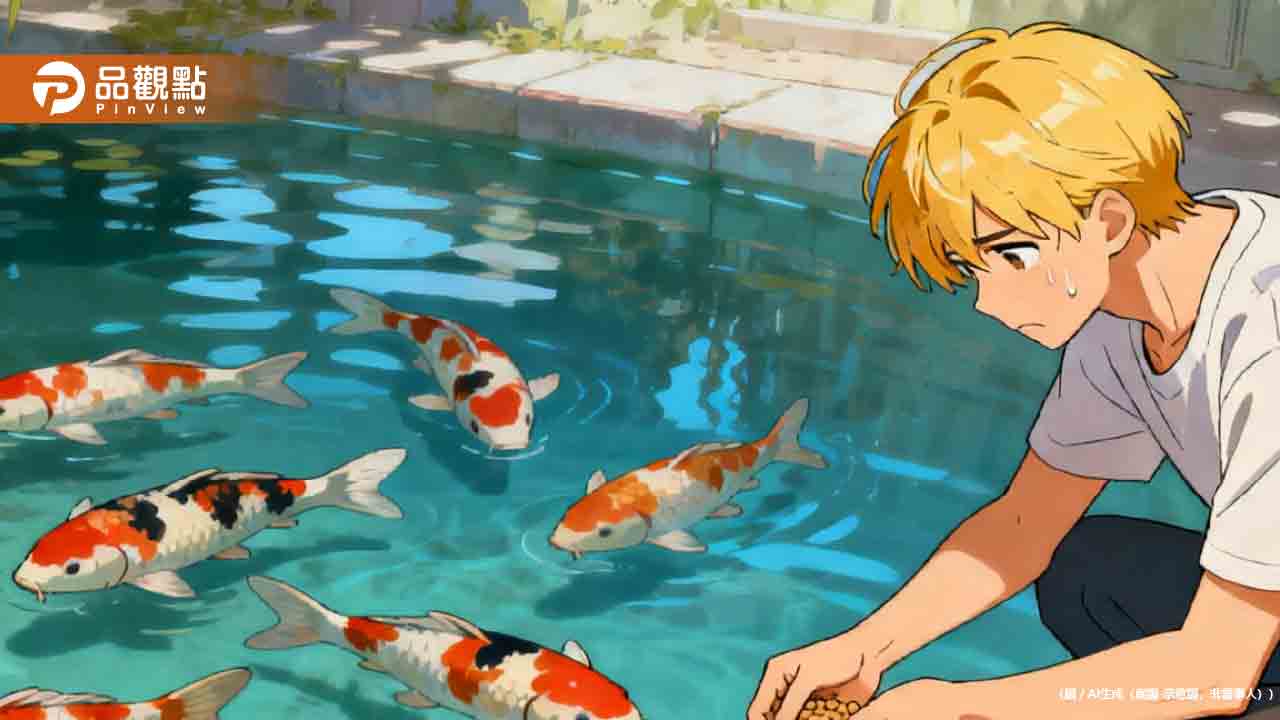 金髮男狂投水晶寶寶到魚池!害死整池錦鯉