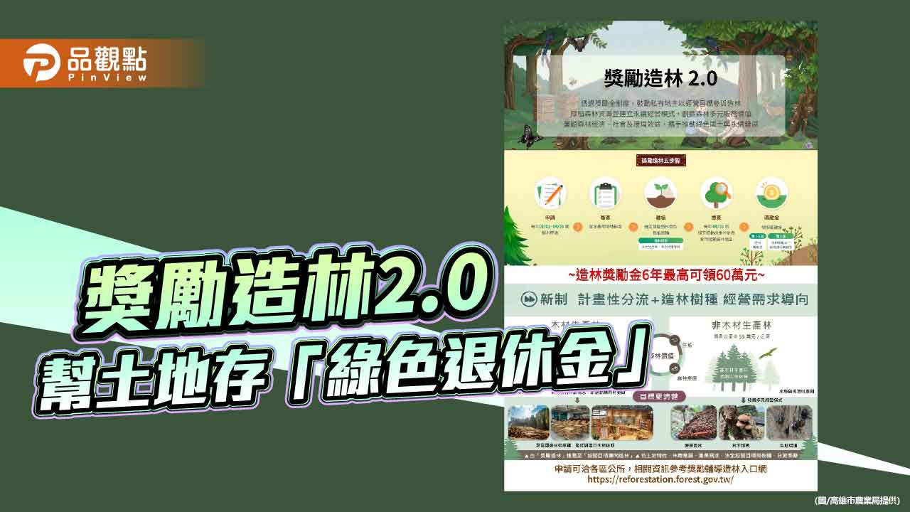 幫土地存「綠色退休金」！ 種樹也能累積綠色資產！「獎勵造林2.0」 6年每公頃最高60萬元